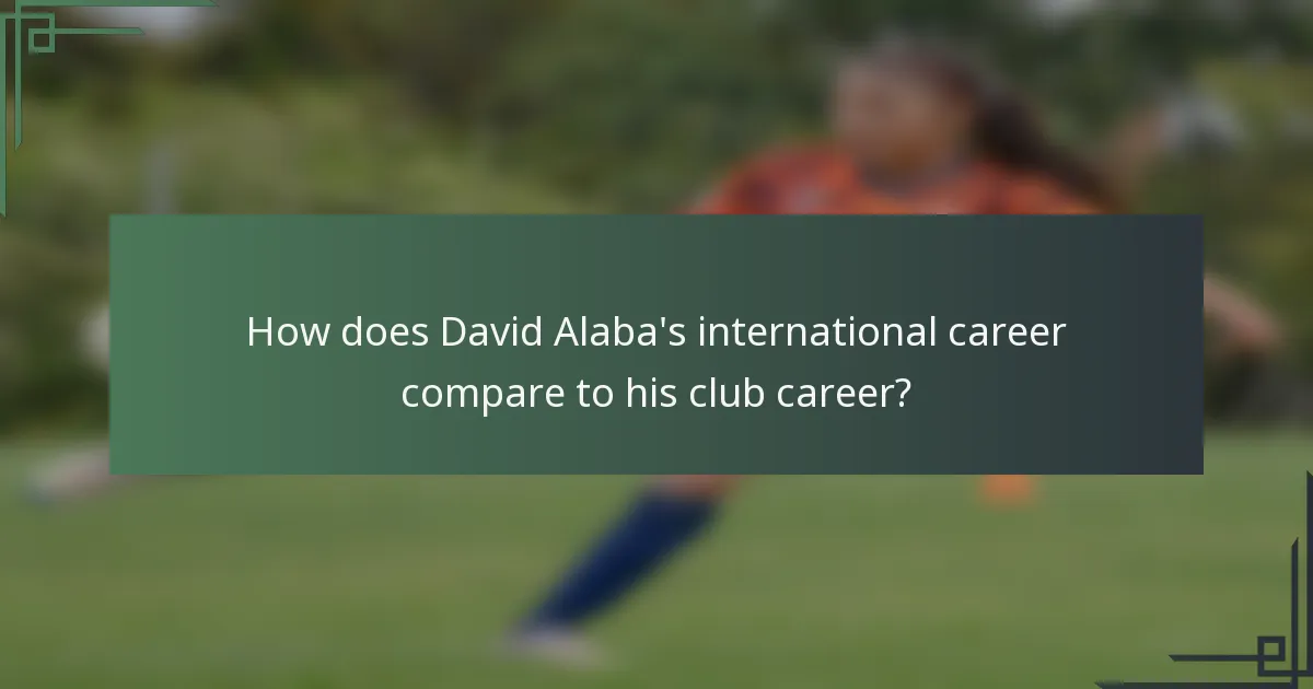 How does David Alaba's international career compare to his club career?