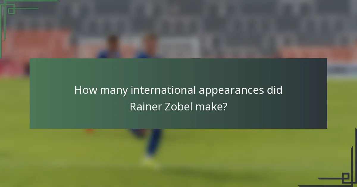 How many international appearances did Rainer Zobel make?