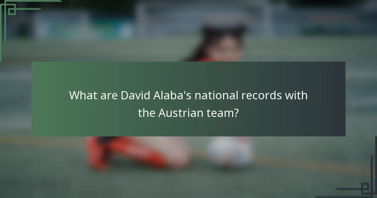 What are David Alaba's national records with the Austrian team?