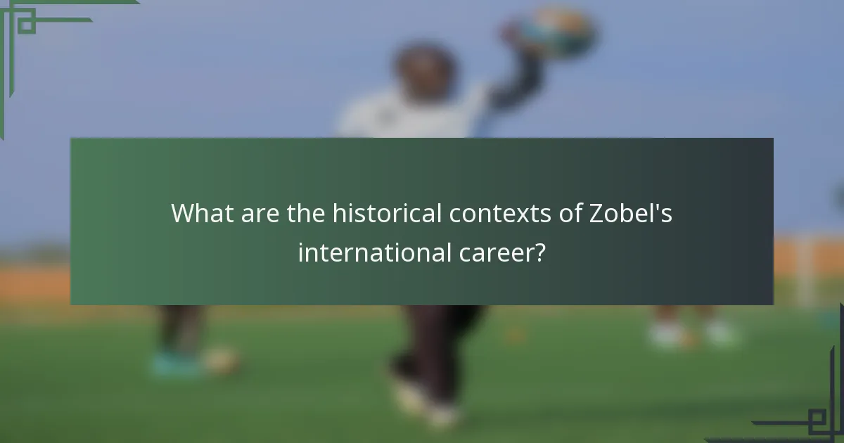 What are the historical contexts of Zobel's international career?
