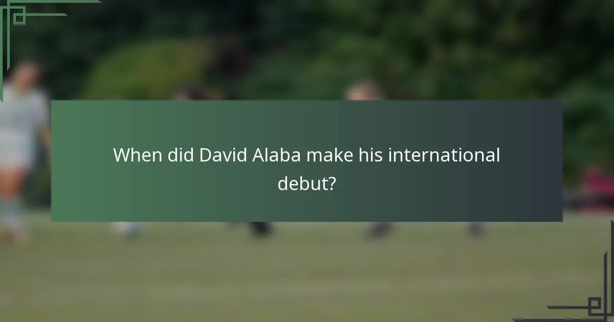 When did David Alaba make his international debut?